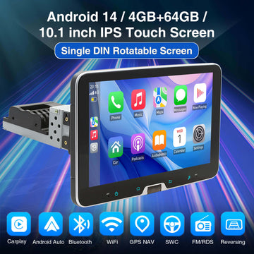 ESSGOO AR1001 | Single Din Pulley Type Car Radio System Auto Stereo MP5 Player Sat Nav FM DAB Bluetooth