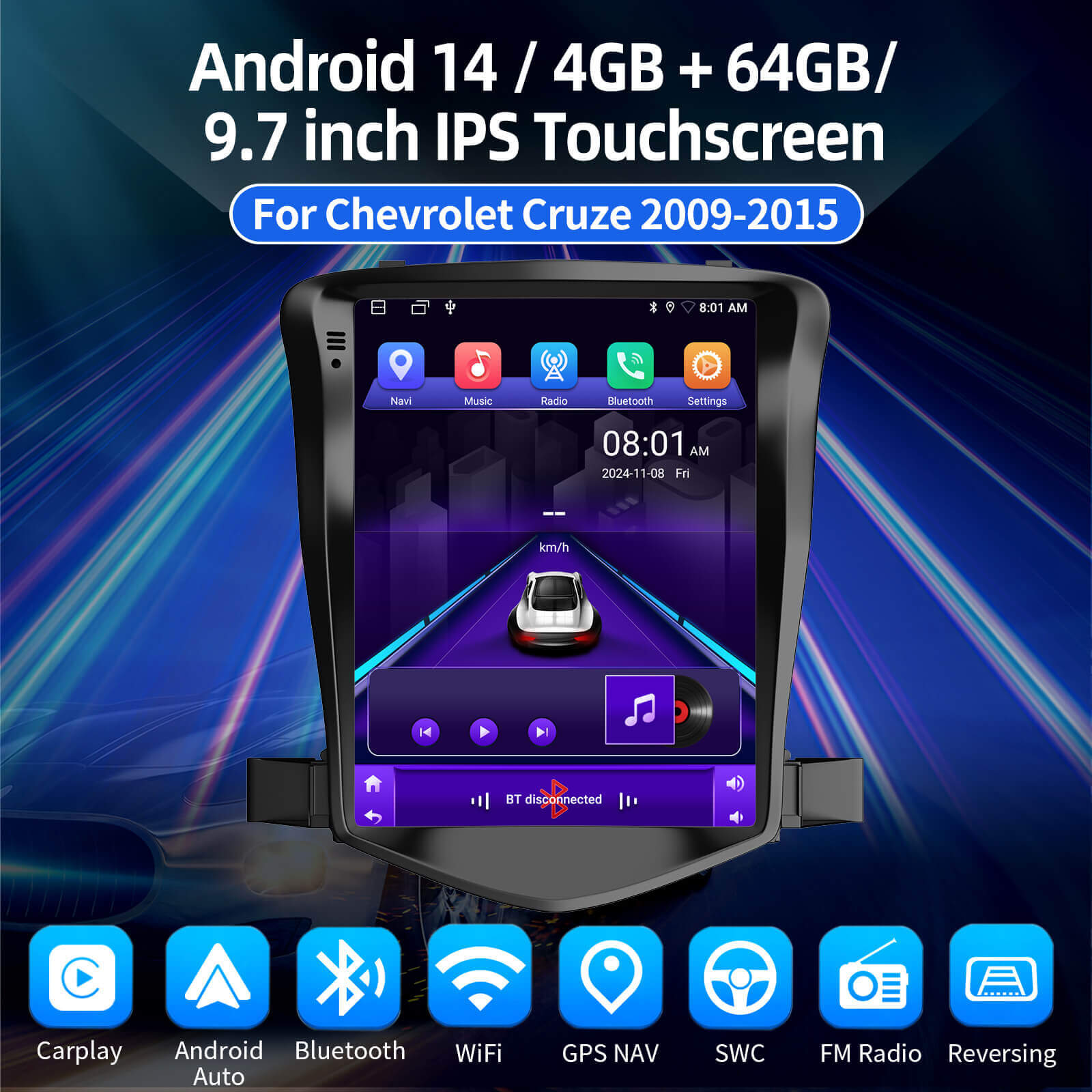 ESSGOO AZ0002 | MP5 Android14, 9.7-inch IPS Touchscreen - For Chevrole