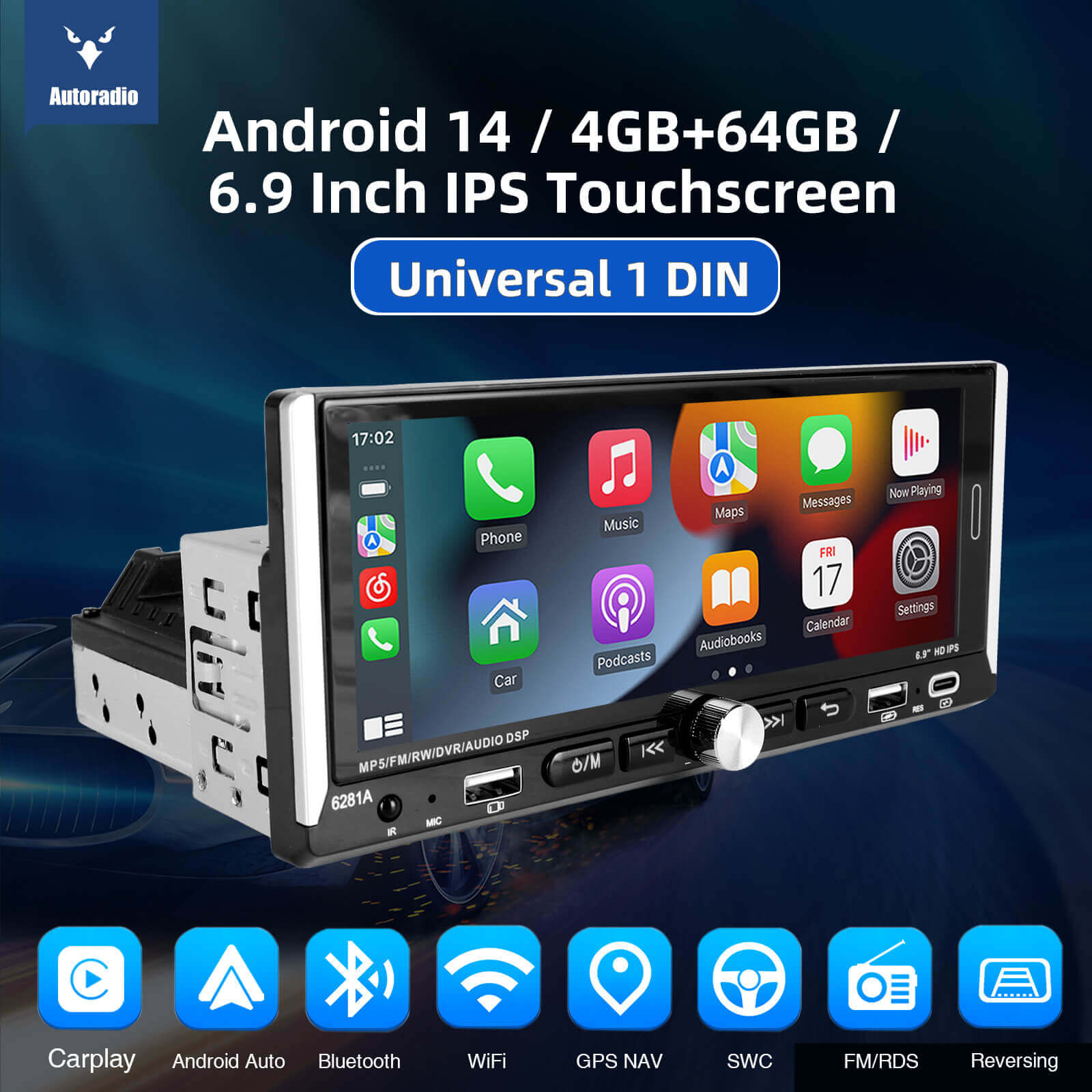 ESSGOO 6281A 6.9 Inch | Audio Systems Multimedia Car Stereo Single Din