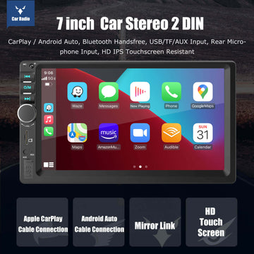 ESSGOO Double Din 7018 Carplay Autoradio Bluetooth USB TF AUX MP5 Player 7inch Car Radio Stereo IPS Touch Screen