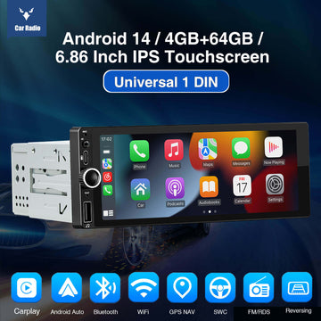 ESSGOO TS0002 6.86 Inch | Audio Systems Multimedia Car Stereo Single Din MP5 Player DAB Wireless Apple CarPlay & Android Auto