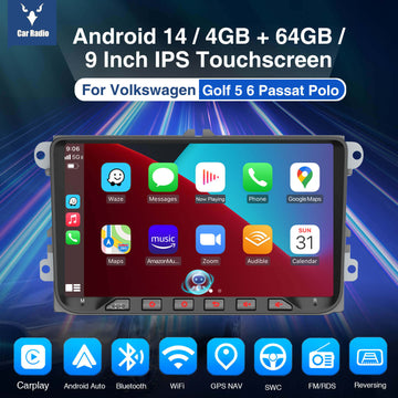 ESSGOO AR9002 | MP5 Android14, 9-inch IPS Touchscreen - For Volkswagen, Bluetooth 4.1 Apple CarPlay & Android Auto, FM/RDS