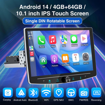 ESSGOO AR1001 | Single Din Single Knob Car Radio System Auto Stereo MP5 Player Sat Nav FM DAB Bluetooth