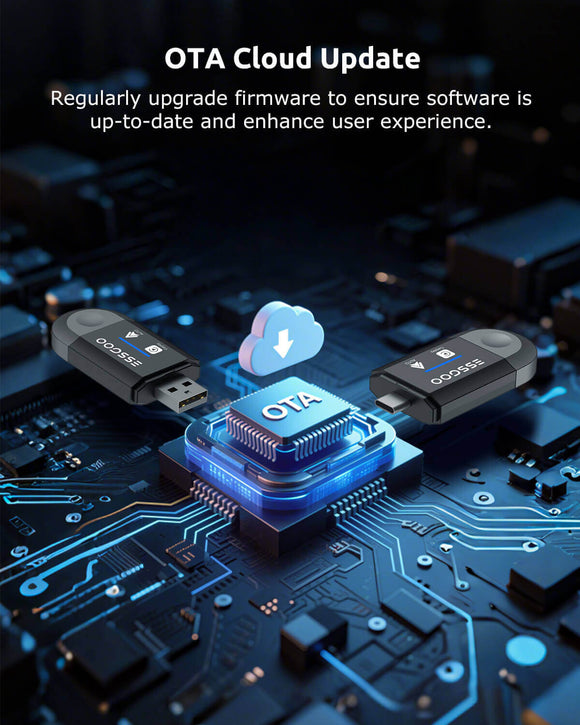 Adaptateur Carplay sans fil ESSGOO pour Android Cars Stereo, Plug and Play Converter Sync iPhone