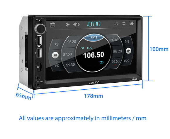 ESSGOO X5 | Double Din Car Stereo with Digital Audio Broadcasting Player Bluetooth GPS - | TRANSFORM, STARTS HERE | Easy . Economic . Energetic