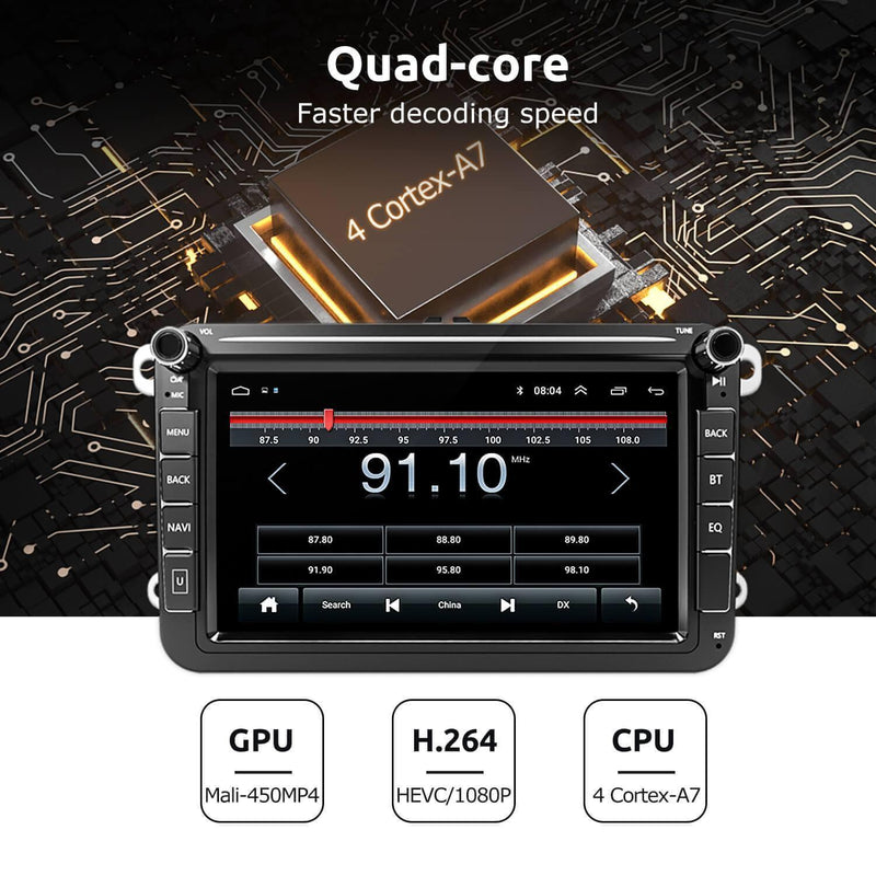 Dual Double Din Radio For Volkswagen | Android Car Stereo 8 Inch