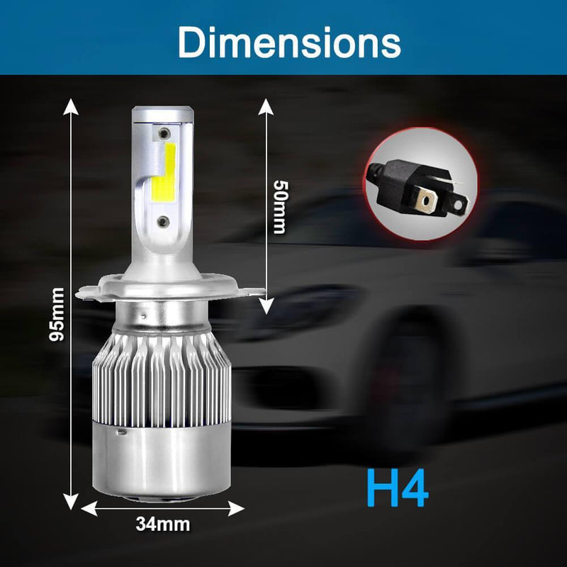 LED Head Light C6 series Kit H4 H7 6000K White Fog Light Bulbs Bright High  or Low Beam
