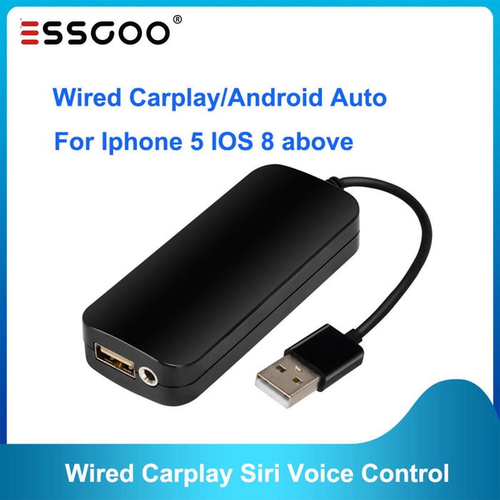 ESSGOO Wired Carplay/Android Auto Radio Screen Smart Link For Iphone 5 IOS 8 above Siri Voice Control Call GPS Navigation