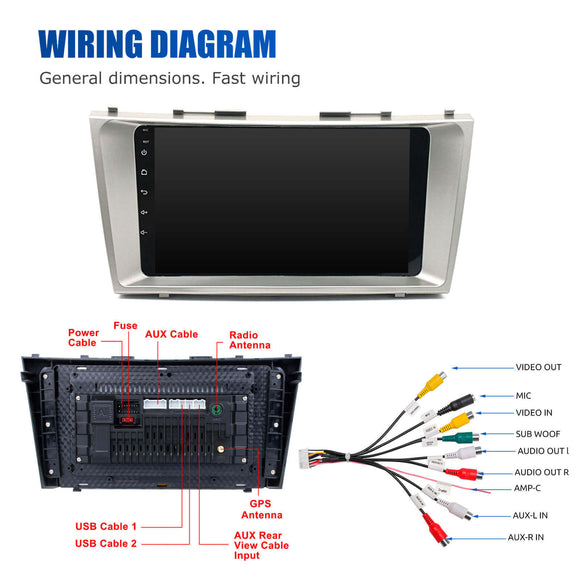 ESSGOO | Bluetooth Car Stereo For Toyota 06-11 Camry, Wireless Carplay&Android Auto With Steering Wheel Controls