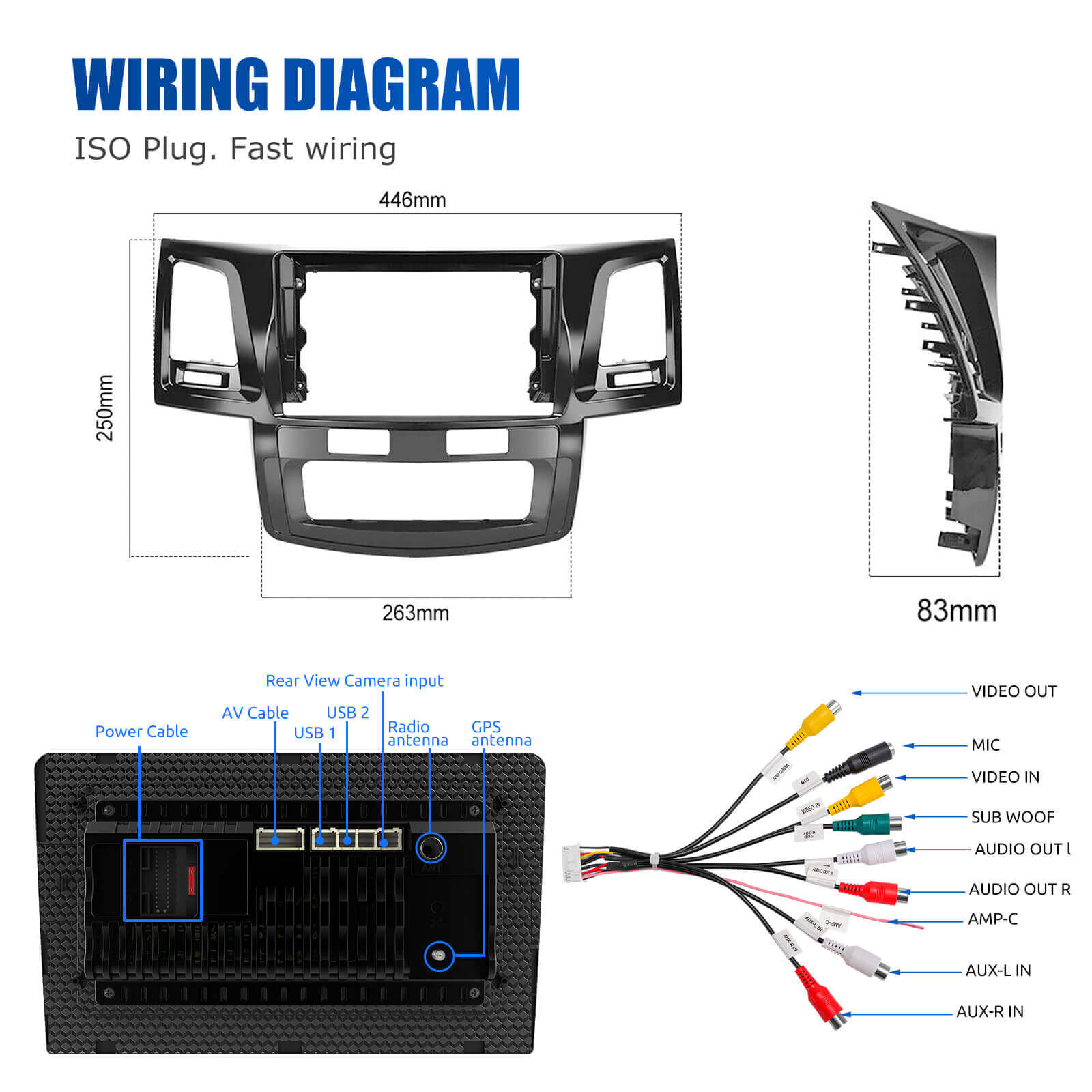 ESSGOO | Bluetooth Car Stereo For 05-14 Toyota Hilux, Wireless Carplay&Android Auto With Steering Wheel Controls