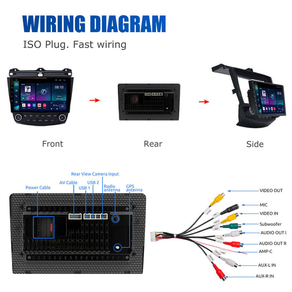 ESSGOO | Car Stereo For 2003-2007 Honda Accord, Wireless Carplay&Android Auto With Steering Wheel Controls