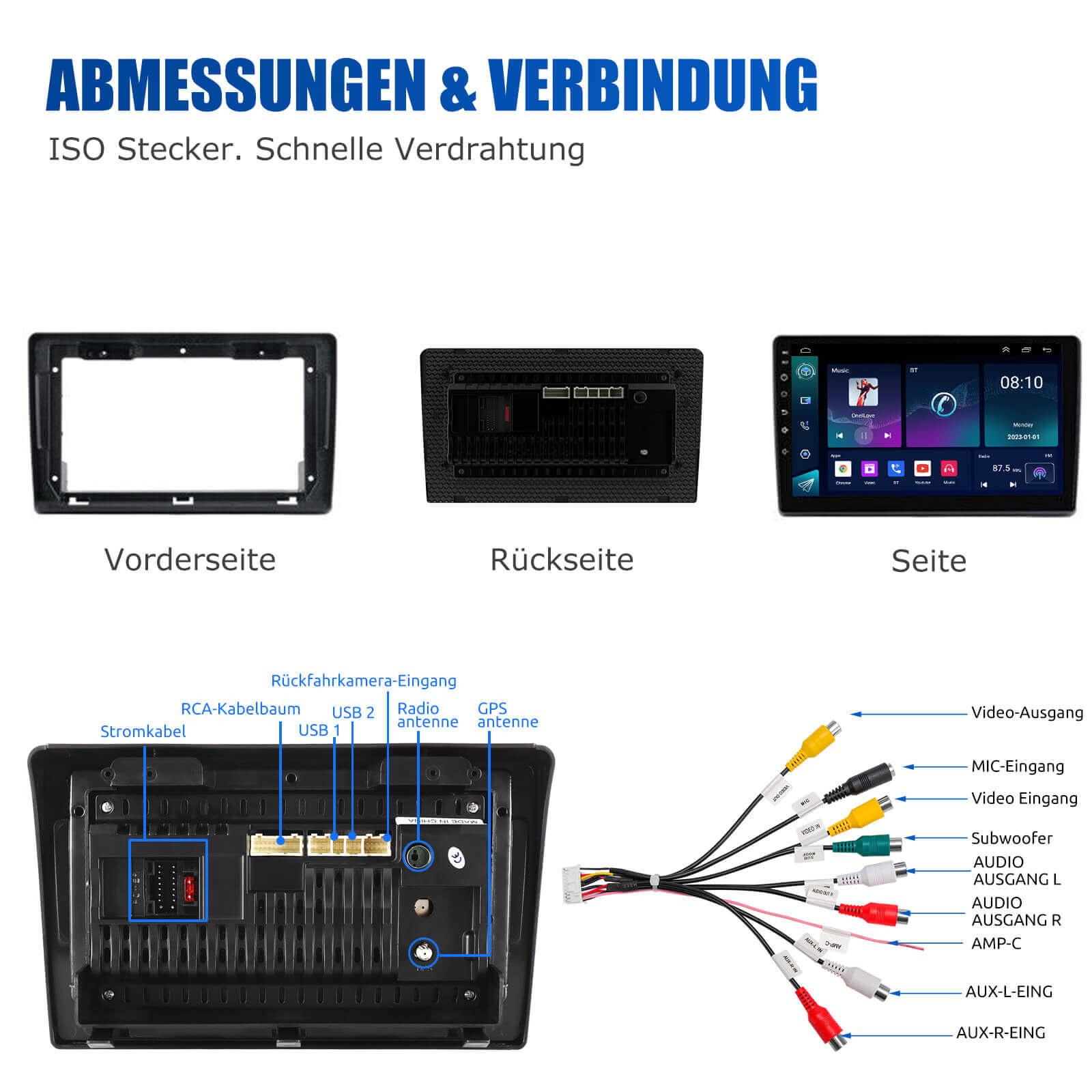 ESSGOO | Car Stereo For 2006-2016 Fiat Ducato, Wireless Carplay&Android Auto With Steering Wheel Controls