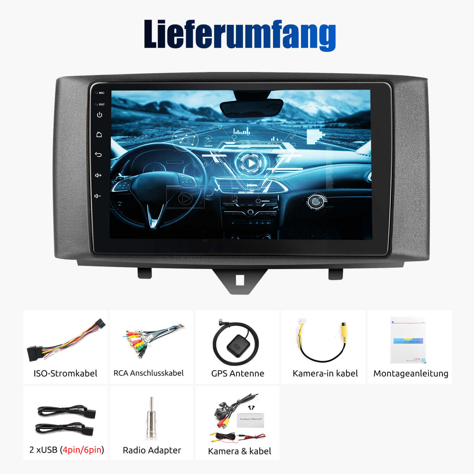 ESSGOO | Car Stereo For 2011-2014 Mercedes-Benz, Wireless Carplay&Android Auto With Steering Wheel Controls