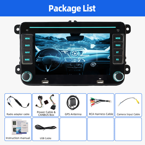 ESSGOO MP5 AR7002 | Android 15 7-inch IPS HD Touchscreen - For Volkswagen, Dual USB, Colorful RGB Light, Apple CarPlay & Android Auto, FM RDS
