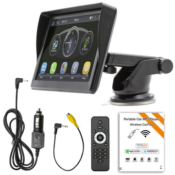 7-inch Touchscreen Wireless Apple CarPlay & Android Auto Portable Car Stereo, Bluetooth Hands-Free Calling/Siri/FM/AUX/Airplay/Mirror Link