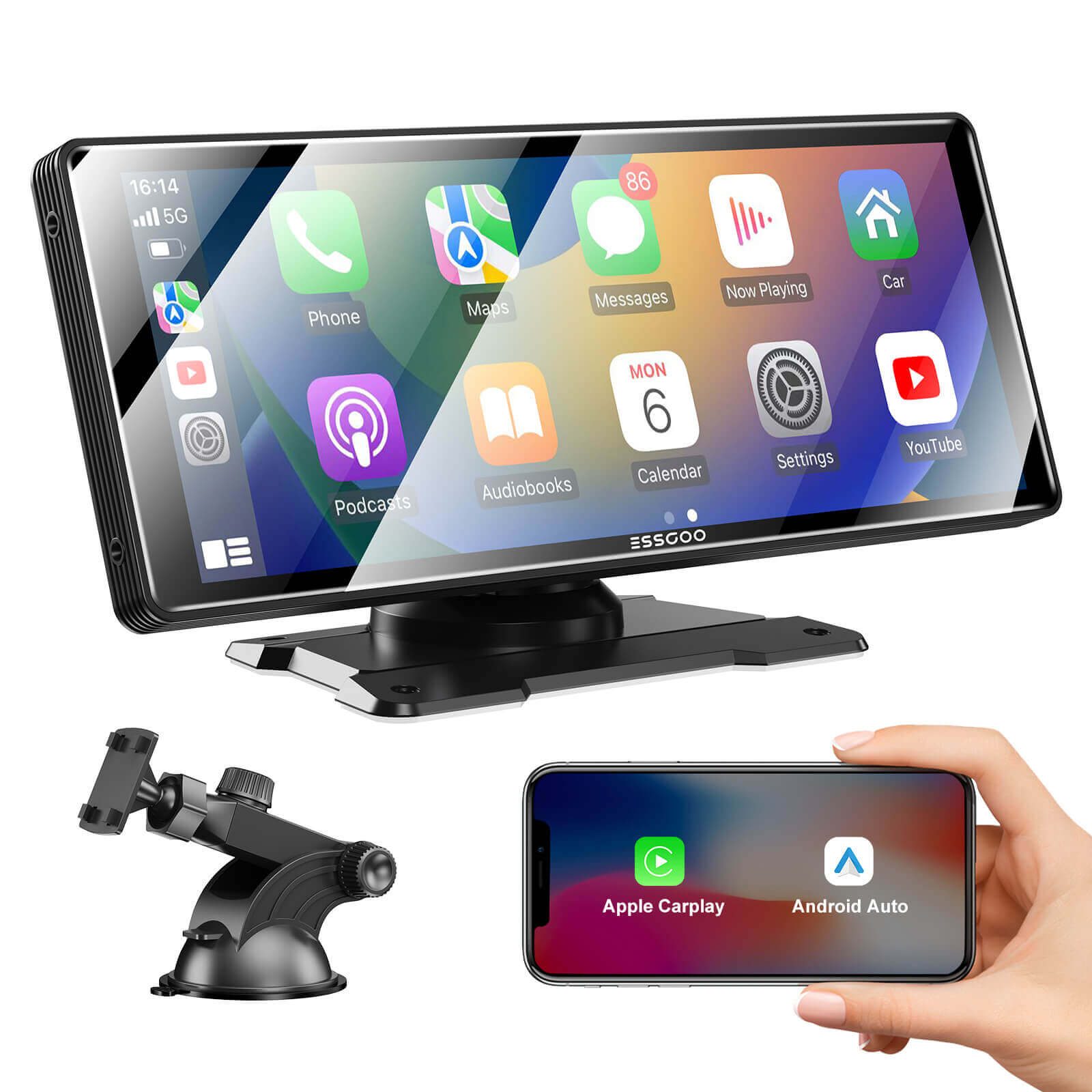 TS0001 10.26"Portable Wireless Carplay&Android Auto, Support Multiple Wireless Transmissions