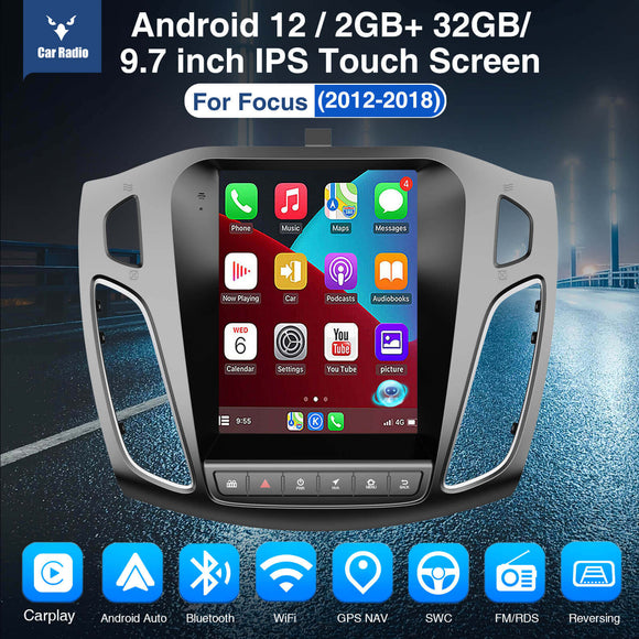 ESSGOO | Car Stereo For 2012-2018 Ford Focus, Wireless Carplay&Android Auto With Steering Wheel Controls