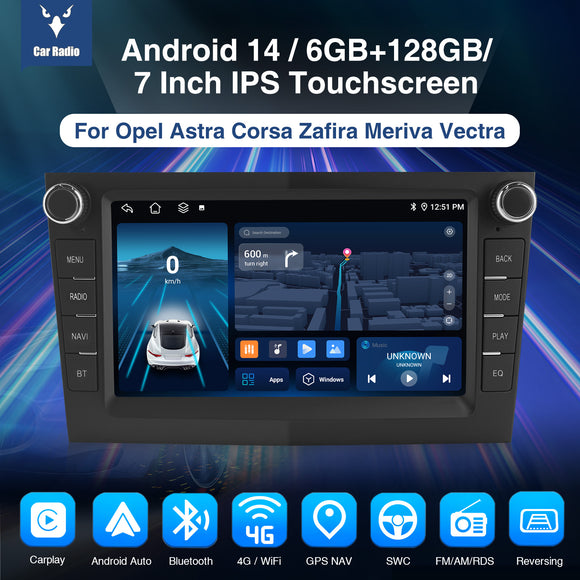ESSGOO AZ0001 | 7 inch HD IPS Display - Applicable To Opel Car Stereo, MP5 Bluetooth 5.0 Wireless Apple CarPlay & Wireless Android Auto, FAN Cooling