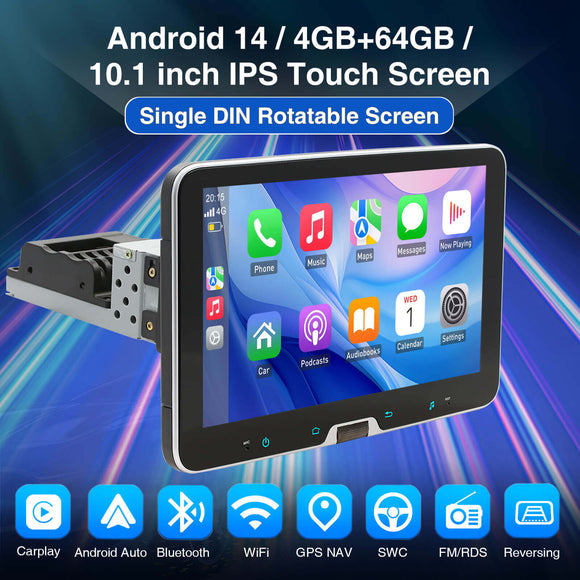 ESSGOO AR1001 | Single Din Pulley Type Car Radio System Auto Stereo MP5 Player Sat Nav FM DAB Bluetooth