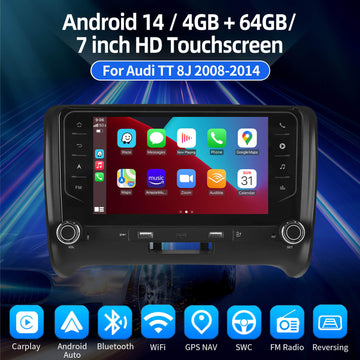 ESSGOO AR7001 | Android14, 7-inch HD Touchscreen - For Audi TT 8J 2008-2014, MP5 Bluetooth 4.1 Apple CarPlay & Android Auto