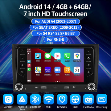 ESSGOO AR7001 | Android14, 7-inch HD Touchscreen - For AUDI A4 2002-2007, MP5 Bluetooth 4.1 Apple CarPlay & Android Auto