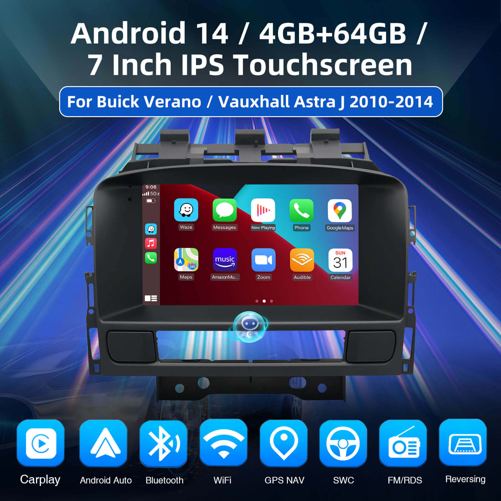ESSGOO AR7001 | 7 inch HD IPS Display - Applicable to Buick Excelle/Opel Astra J-2010-2014, MP5 Bluetooth 4.1 Wireless CarPlay & Android Auto, FM