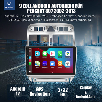 ESSGOO | Bluetooth Car Stereo For 2007-2013 Peugeot, Wireless Carplay&Android Auto With Steering Wheel Controls - 0