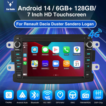 ESSGOO AR7001 MP5 | Android 14 7-inch HD Touchscreen - For Renault Dacia, Bluetooth 5.4, Apple CarPlay & Android Auto, FM RDS