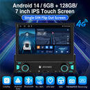 ESSGOO FR7003 MP5 | Android 14 7-inch HD Touchscreen - Single DIN Flip Out Screen, Bluetooth 5.1, Wireless Apple CarPlay & Wireless Android Auto, FM RDS-1