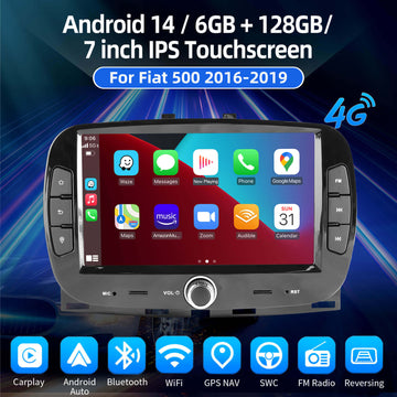 ESSGOO AR7001 MP5 | Android 14 7-inch IPS Touchscreen - For Fiat 500 2016-2019, Bluetooth 5.0, Wireless Apple CarPlay & Wireless Android Auto, FM RDS
