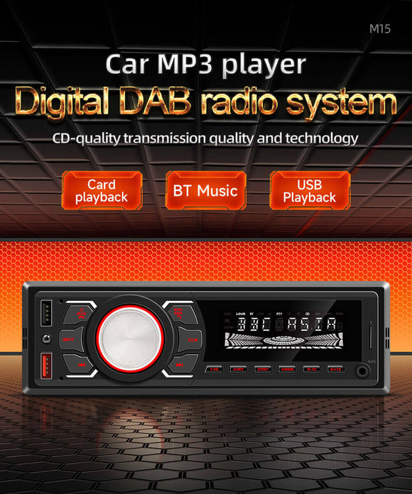 ESSGOO 1 DIN MP3 | M15 DAB+ Car Radio RDS AM FM 2x USB Bluetooth Hands-Free System SD AUX
