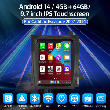 ESSGOO AR1001 | MP5 Android14, 9.7-inch IPS Touchscreen - For Cadillac Escalade 2007-2014, Bluetooth 4.1 Apple CarPlay & Android Auto FM RDS