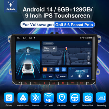 ESSGOO AR9002 | 9-Inch Android 14 In-Car Multimedia Player, Bluetooth 5.0, FM/AM/RDS, Apple CarPlay & Android Auto For Volkswagen