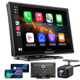ESSGOO 991SCP 9" IPS CarPlay Screen for Cars, Wireless Apple CarPlay & Android Auto, Bluetooth 5.0, FM, 64GB TF Card Support, AUX