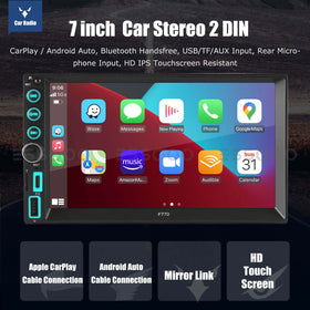 ESSGOO MP5 F770W | 2 DIN, 7-inch HD IPS Touchscreen Car Stereo, Bluetooth 5.1, Wired Apple CarPlay & Wired Android Auto, FM USB