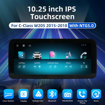 ESSGOO LZ0001 | Dual System, 10.25 inch IPS Touchscreen - For C-Class W205 2015-2018, Bluetooth 5.2, Apple CarPlay & Android Auto