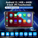 ESSGOO MP5 AR9002 | Android 15, 9-inch IPS Touchscreen-For Volkswagen, Bluetooth 4.1, Apple CarPlay & Android Auto, FM RDS-1