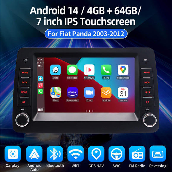 ESSGOO AR7001 | 7 Inch - For Fiat Panda-2003-2012 Bluetooth Car Stereo, MP5 Bluetooth 4.1 Apple Carplay & Android Auto, FM