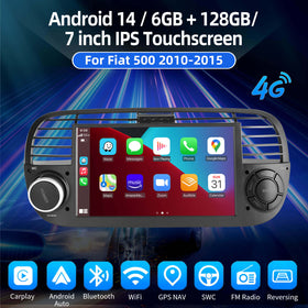 ESSGOO AR7001 MP5 | Android 14 7-inch IPS Touchscreen - For Fiat 500 2010-2015, Bluetooth 5.0, Wireless Apple CarPlay & Wireless Android Auto, FM RDS