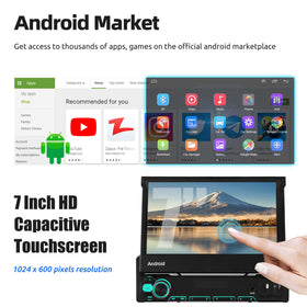 ESSGOO MP5 FR7002 | Android14, General 7 Inch Single DIN Flip Out Screen, Bluetooth 4.1, Apple CarPlay & Android Auto, FM RDS - 0