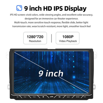 ESSGOO 9618 | MP5 Android14, 9-inch IPS Touchscreen - For Volkswagen, Bluetooth 4.1 Wireless CarPlay & Android Auto - 0