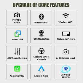 ESSGOO AR9002 | MP5 Android14, 9-inch IPS Touchscreen - For Volkswagen, Bluetooth 4.1 Apple CarPlay & Android Auto, FM/RDS - 0