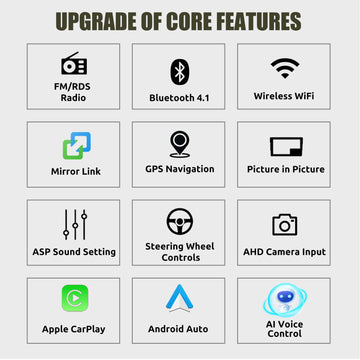 ESSGOO AR9002 | MP5 Android14, 9-inch IPS Touchscreen - For Volkswagen, Bluetooth 4.1 Apple CarPlay & Android Auto, FM/RDS - 0