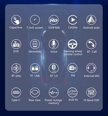 ESSGOO 7035w | Car Radio with Android 7" GPS NAVI FM Radio Multimedia Auto Player BT USB SD In-dash - 0