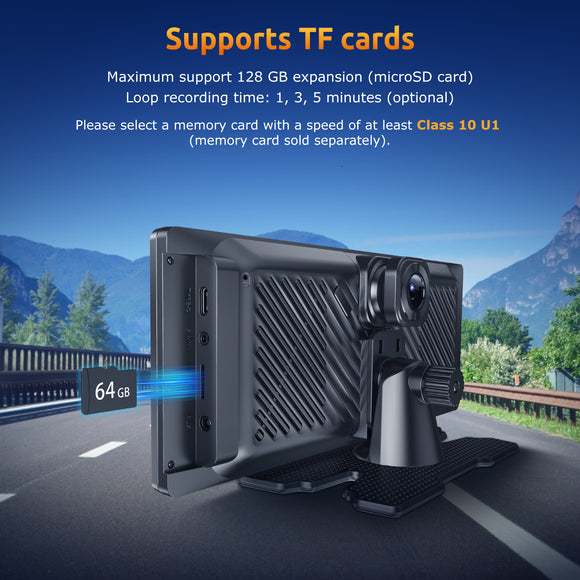 E42 8.1" Portable Wireless CarPlay & Android Auto, 4K Dual Cameras, Siri Assistant, FM, Applicable To Most Models