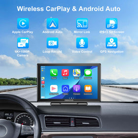 ESSGOO 991SCP 9" IPS CarPlay Screen for Cars, Wireless Apple CarPlay & Android Auto, Bluetooth 5.0, FM, 64GB TF Card Support, AUX - 0