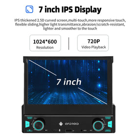 ESSGOO FR7003 MP5 | Android 14 7-inch HD Touchscreen - Single DIN Flip Out Screen, Bluetooth 5.1, Wireless Apple CarPlay & Wireless Android Auto, FM RDS - 0