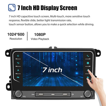 ESSGOO AR7002 MP5 | Android 15 7-inch IPS Touchscreen-For Volkswagen, Bluetooth 4.1, Apple CarPlay & Android Auto, FM RDS, AI Voice control - 0