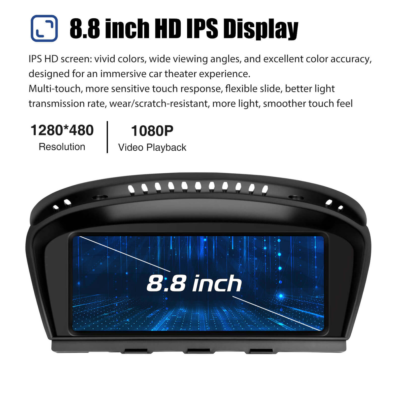ESSGOO LZ0001 | Original & Linux Dual System 8.8-inch IPS Touchscreen-For BMW E60 (2003-2010), Bluetooth, Apple CarPlay & Android Auto - 0