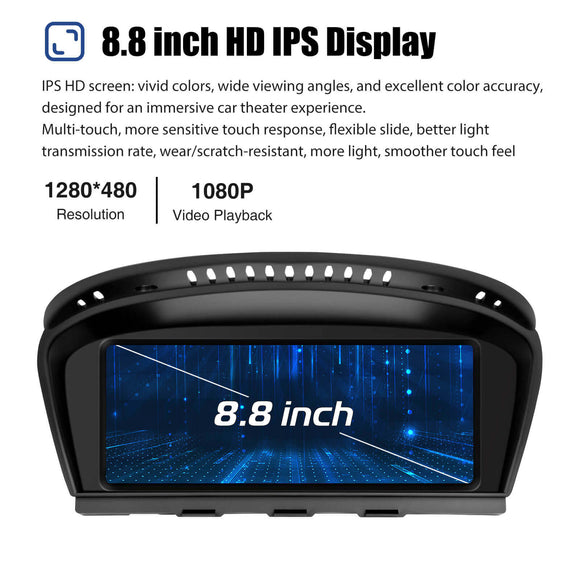 ESSGOO LZ0001 | Original & Linux Dual System 8.8-inch IPS Touchscreen-For BMW E60 (2003-2010), Bluetooth, Apple CarPlay & Android Auto